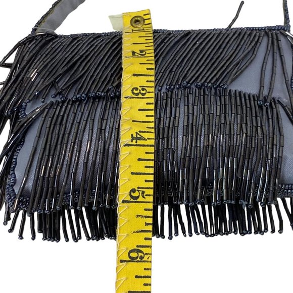 Women's Dressy Silver Grey Evening Bag with Beads - Picture 11 of 12